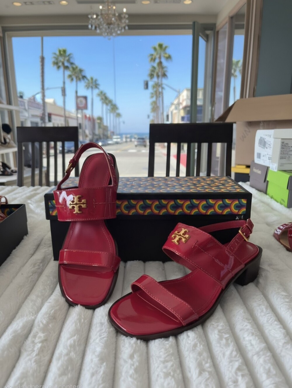 TORY BURCH ELEANOR LEATHER WOMEN'S SZ 6 HEELED SANDALS $348